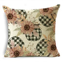 Axyaa Fall Pumpkin Sunflowers Linen Throw Pillowcase - Office, Bedroom Decor