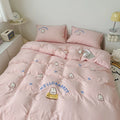 Axyaa Cute Bread Rabbit Embroidery Bedding Set, Soft Single/Double Duvet Cover & Pillowcases