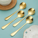 Axyaa Golden Stainless Round Teaspoons Long Handle Dessert Coffee Spoons