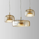 Axyaa Nordic Amber Glass Ceiling Chandelier Pendant Light for Living Room Bedroom Kitchen