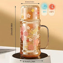 Axyaa Flower Glass Water Jug with Lid: Cute Design, High Borosilicate, Kitchen Housewares
