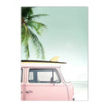 Beach Flamingo Canvas Wall Art by Axyaa - Sea Wave Starfish Shell, Palm Tree, Pineapple