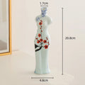 Axyaa Chinese Retro Cheongsam Ceramic Vase Maid Figure Home Decor