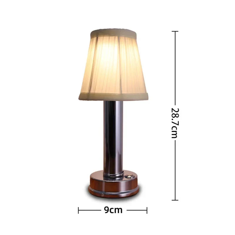 Axyaa Fabric Lampshade Rechargeable Reading Lamp: Hotel Bedside Study Room Decor Table Lamp