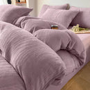 Axyaa Winter Fleece 4-Piece Bedding Set in Solid Color Milk Fleece - Thick & Warm