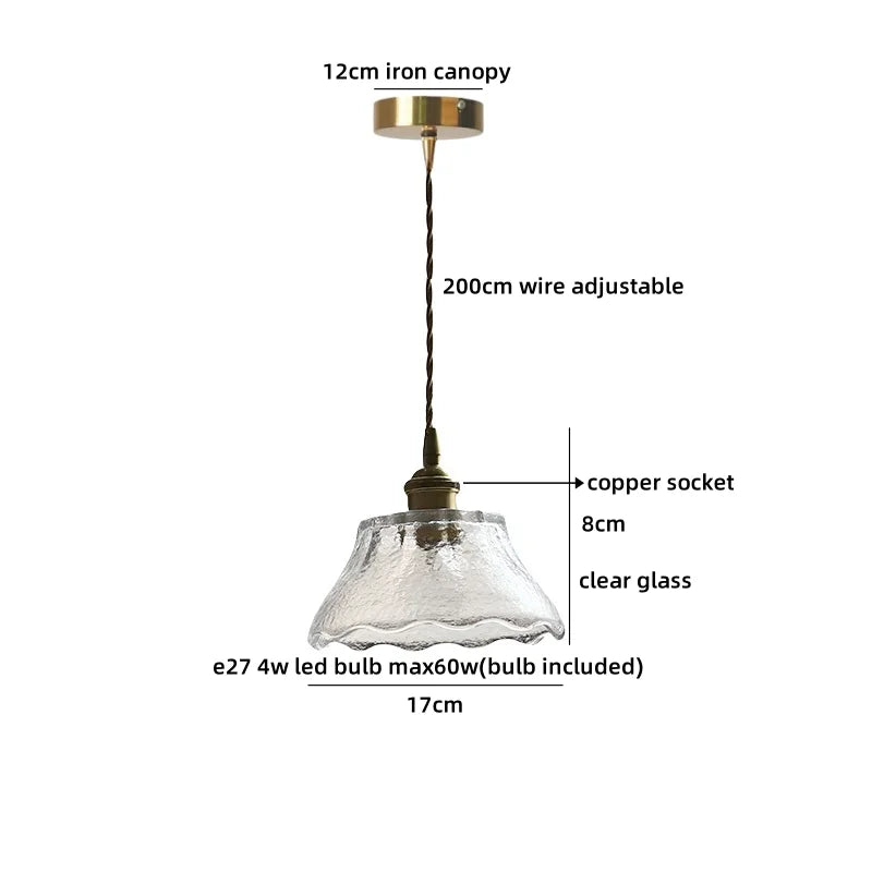 Axyaa Clear Glass LED Pendant Light with Adjustable Copper Socket for Modern Decor