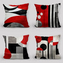 Axyaa Red & Black Geometric Pillow Covers - Modern Abstract Pattern for Home Decor