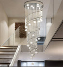 Axyaa Spiral Moon and Star Crystal Chandelier for Lobby and Stairs