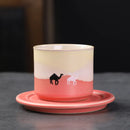 Axyaa Desert Camel Coarse Pottery Coffee Cup and Saucer Set