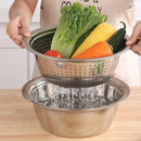 Axyaa Stainless Steel Strainer Set & Mixing Bowl for Slicing Fruits & Vegetables