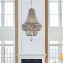 Axyaa Round Wooden Beads Chandelier Hanging Lamp for Home and Commercial Spaces
