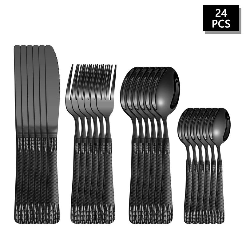 Axyaa Stainless Steel Cutlery Set with Wheat Ear Handle for Family Hotel Party