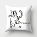 Axyaa Black & White Cat Pattern Cushion Cover for Living Room, Bedroom & Sofa