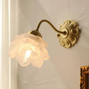 Axyaa Retro Flower Copper Hanging Lamp Crystal Glass Chandelier for Bedroom & Study