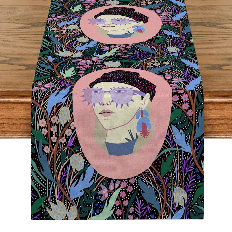 Axyaa Tropical Flowers Table Runner: Kitchen & Holiday Party Decor