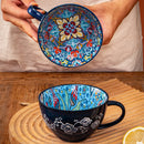 Axyaa 400ml Bohemian Ceramic Mugs for Coffee, Milk, Oatmeal, Microwaveable