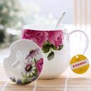 Axyaa Floral Rose Bone  Thermos Tumbler Mug - Tea for One Cup - Large Mug