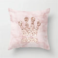 Pink Glitter Letter Flower Geometric Cushion Cover by Axyaa