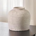 White Ceramic Vase, Rustic Zen Style, Terra Cotta Pitcher, Distressed Farmhouse Decor, Pottery Vase