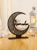 Eid Mubarak Wooden Moon Ornaments, Black Ramadan Kareem Muslim Decor by Axyaa
