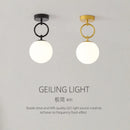 Axyaa Modern Glass Ceiling Lamp: Nordic Black Gold LED Lighting Fixtures for Bedroom & Hallway.