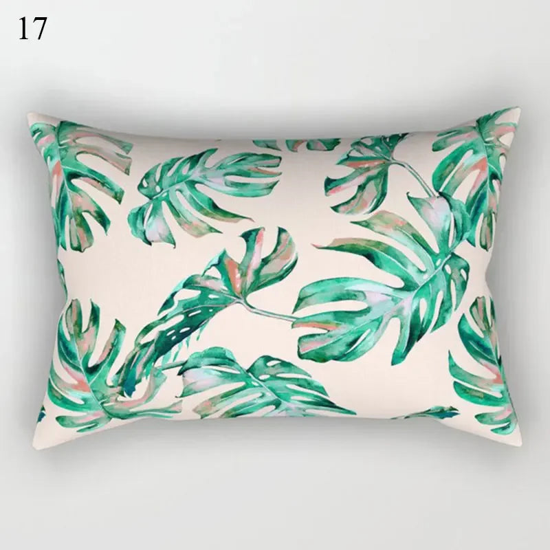 Tropical Green Plant Decor Throw Pillow Cover by Axyaa for Modern Bohemian Style