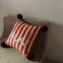 Axyaa Red Striped Velvet Sofa Pillow for Festive Living Room Decor