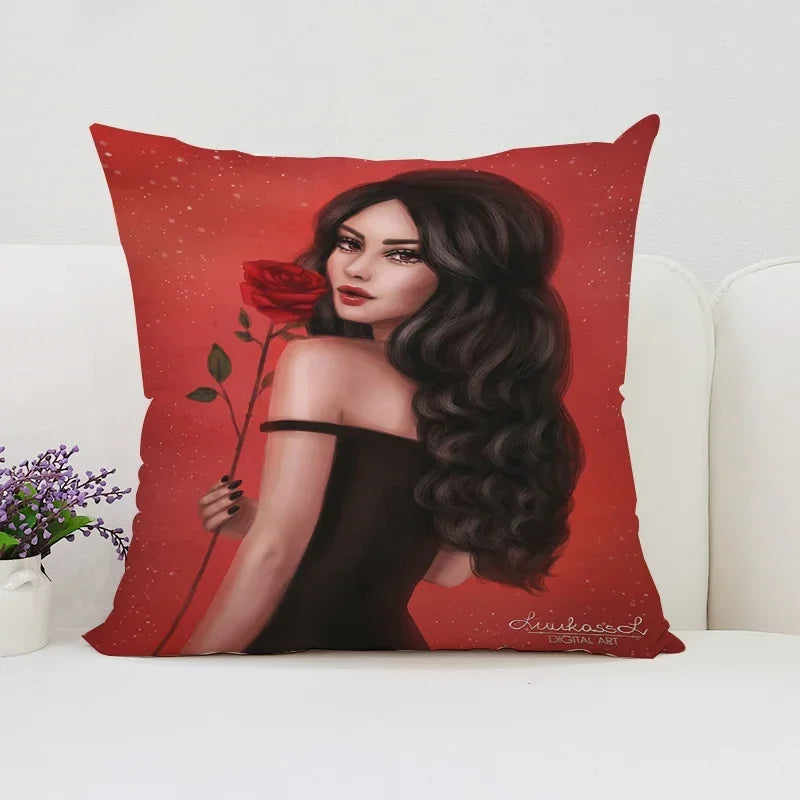 Axyaa Rose Print Pillow Cover - Romantic Home Decor & Gift