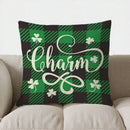 Axyaa Lucky Green Plaid Shamrock Throw Pillow Cover
