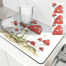 Axyaa Watercolor Frog Mushroom Kitchen Drying Mat