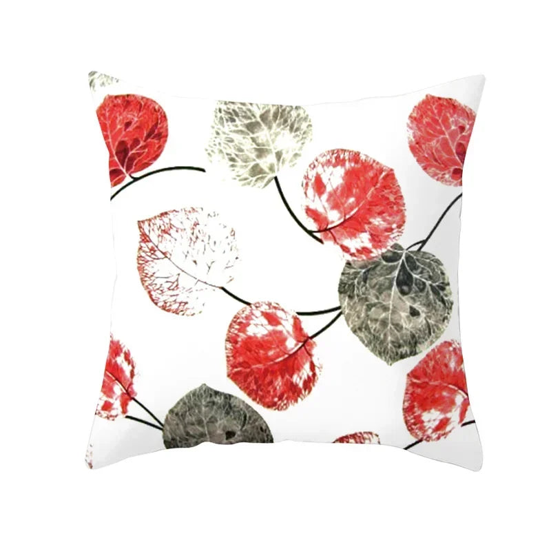 Axyaa Autumn Maple Leaves Pillow Cases with Fresh Print Flower Plant Custom Polyester Cover
