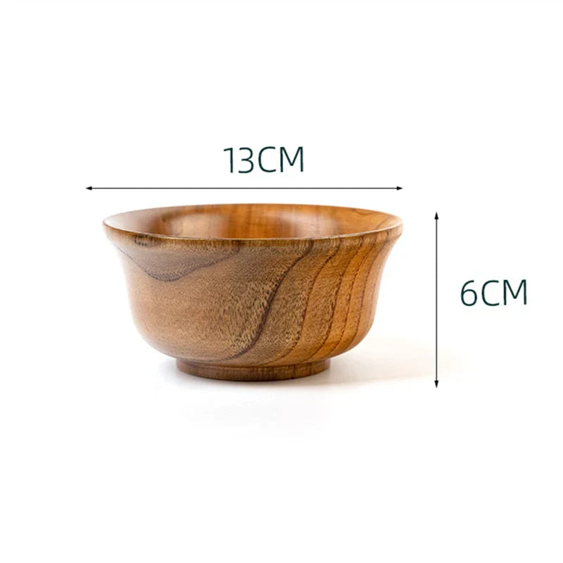 Axyaa Wooden Rice Soup Bowls - Japanese Style Eco-Friendly Tableware