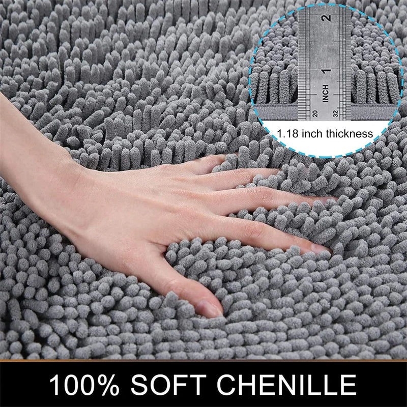Axyaa Chenille U-Shaped Toilet Rug: Soft, Absorbent, Non-Slip Bath Mats