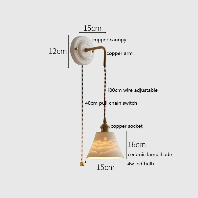 Axyaa Ceramic LED Wall Sconce with Adjustable Copper Arm