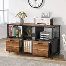 Axyaa Wood File Cabinet with 2 Drawers, Mobile Lateral Filing, Printer Stand