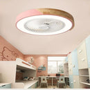 Nordic Pink Round Fan Lamp Ultra-Thin Ceiling Pendant - Axyaa Brand
