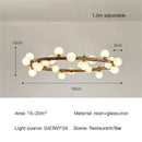 Axyaa Wood Branch Chandelier Pendant Light - Nordic Glass Hanging Lamp