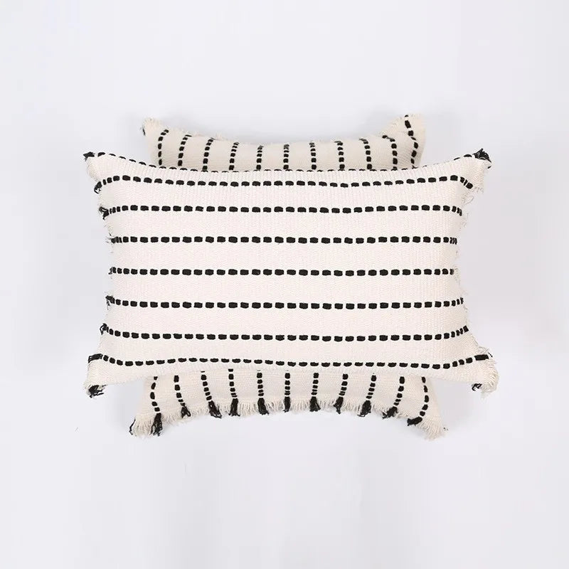Axyaa Yellow White Knitting Boho Cushion Cover for Home Decoration