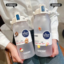 Axyaa 1500/2000ml Tritan Water Bottle with Time Marker, Leak-Proof, BPA-Free Gradient Color