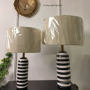 Axyaa Black White Stripe Marble Table Lamp LED Vintage Desk Light