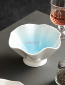 Axyaa High Foot Ceramic Ice Cream Bowl Lotus Leaf Design