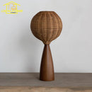 Axyaa Solid Wood LED Table Lamp with Rattan Lampshade for Cozy Spaces