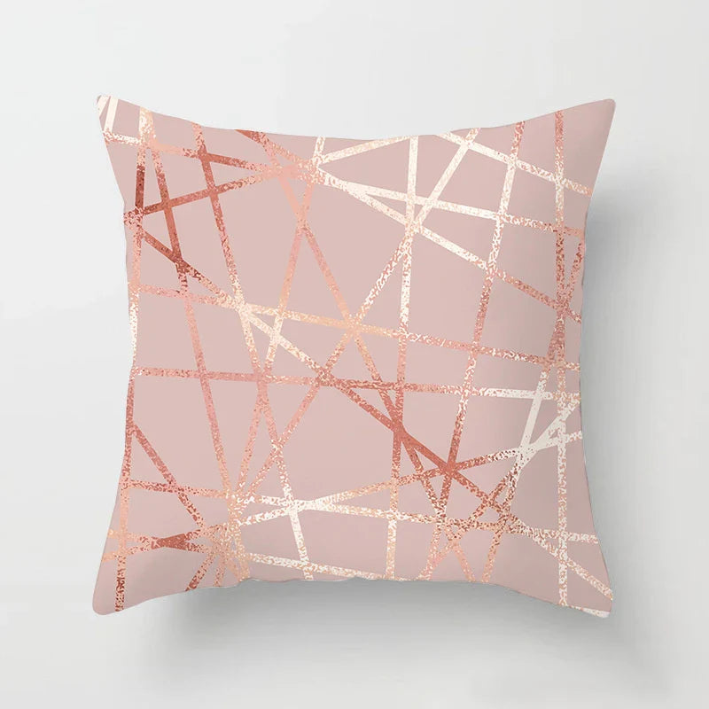 Axyaa Pink Geometric Print Decor Pillow Cover for Modern Luxury Home