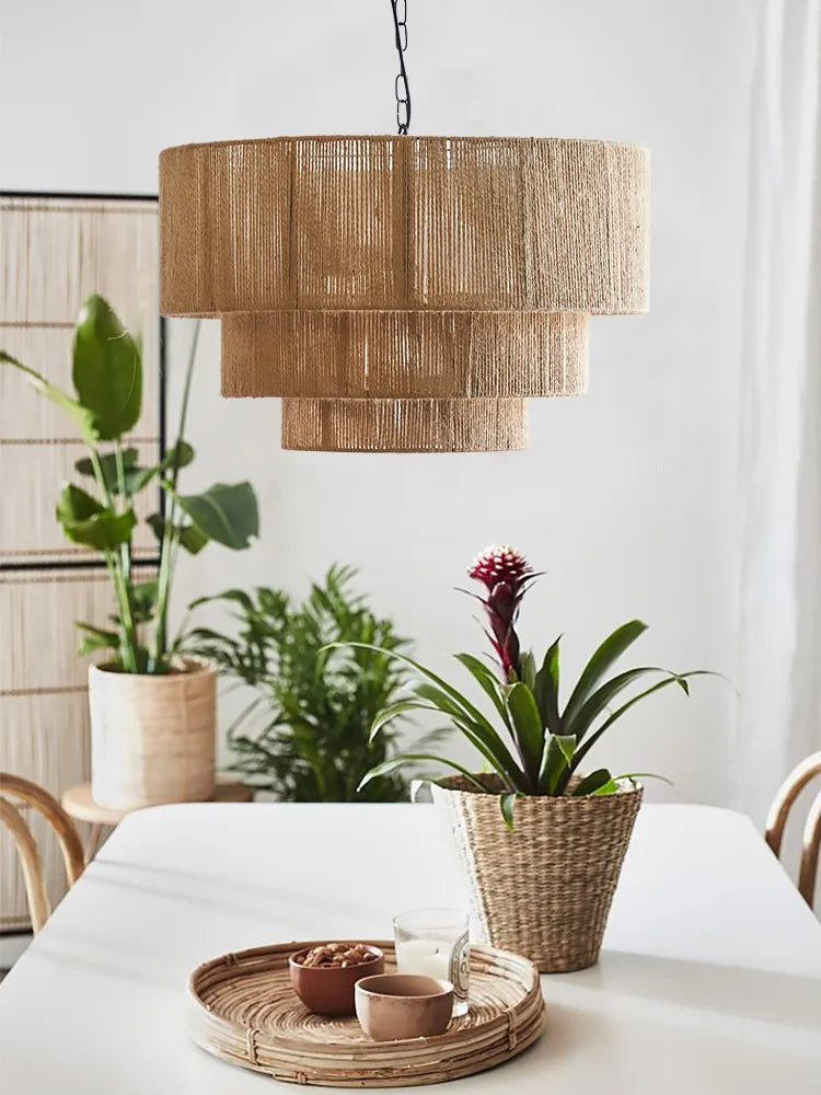 Axyaa Mori Sconce: Japanese Wall Lamp with Hemp Rope Pendant Lights