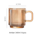 Axyaa Japanese Vertical Stripes Glass Cup with Bamboo Cover, Kawaii Milk Mug