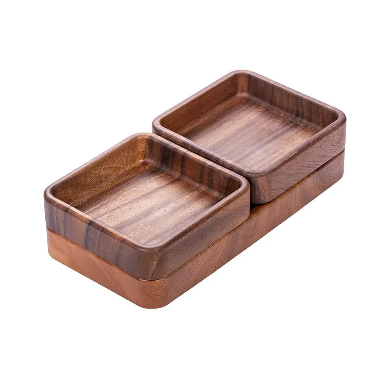 Axya Solid Wood Japanese Style Walnut Tray for Desserts, Tea, and Fruit
