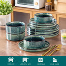 Axyaa Black Green Reactive Glaze Dinner Set - 12/24/36Pc Vertical Edge Tableware