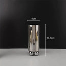 Axyaa Silver Geometric Ball Glass Vase - Abstract Cylinder Home Décor Accessory