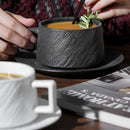 Axyaa Ceramic Coffee Mug Cup Saucer Set, Nordic Rock Design, 8oz Home & Office
