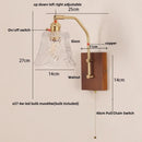 Axyaa LED Glass & Wood Wall Lamp for Living Room Bedroom, Pull Chain Switch